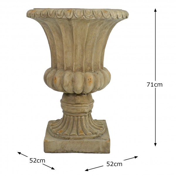 Europa Leisure Fluted Urn Tall 71cm Weathered Dark Stone Effect