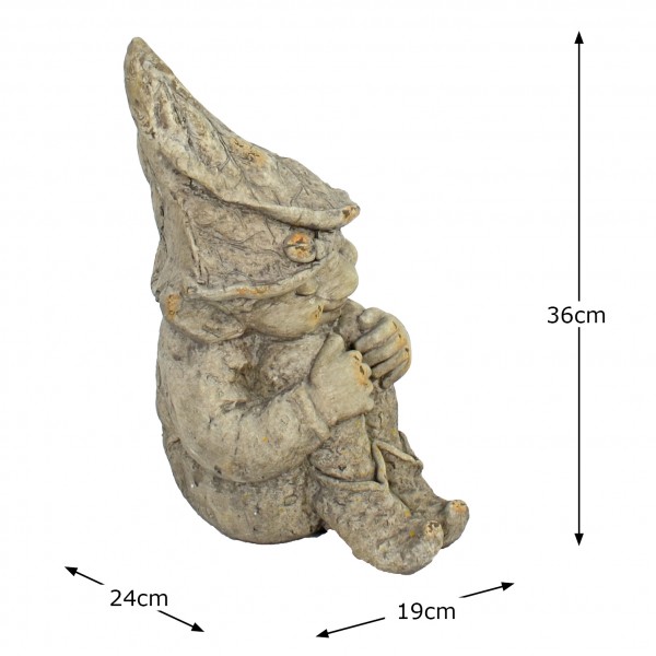 Europa Leisure Gnome Sitting 36cm Weathered Dark Stone Effect