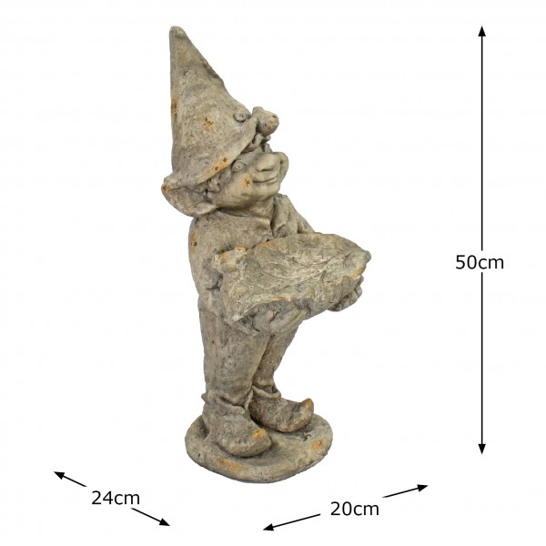 Europa Leisure Gnome Standing 50cm Weathered Dark Stone Effect