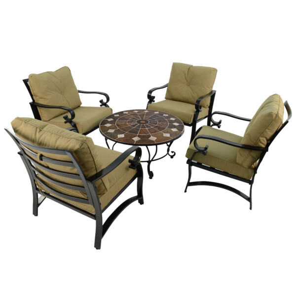 Europa Leisure GRANADA 91cm COFFEE Table With 4 WINDSOR DELUXE LOUNGE Chair Set