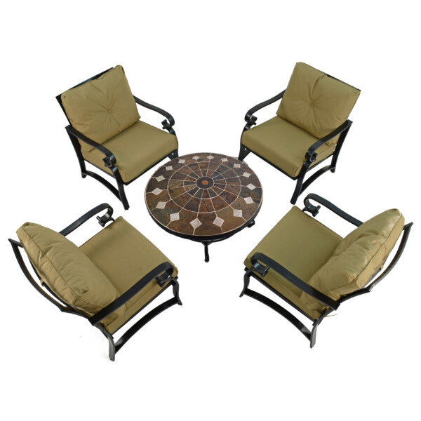 Europa Leisure GRANADA 91cm COFFEE Table With 4 WINDSOR DELUXE LOUNGE Chair Set