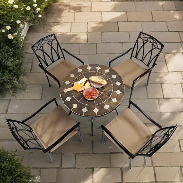 Europa Leisure GRANADA 91cm Patio Table With 4 ASCOT Chairs Set