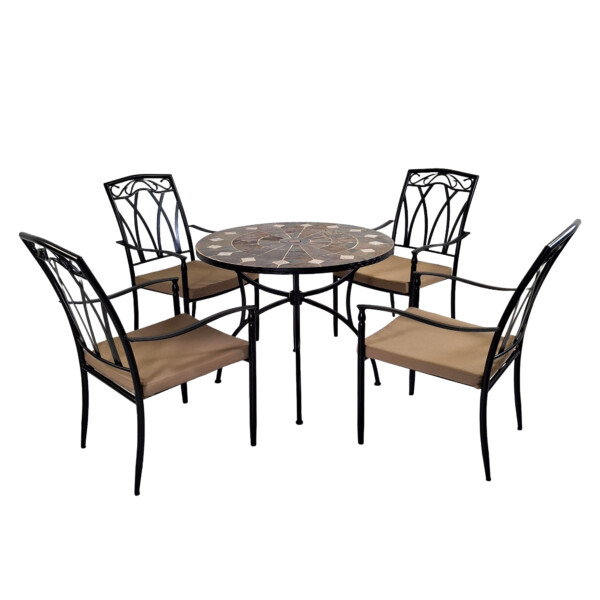Europa Leisure GRANADA 91cm Patio Table With 4 ASCOT Chairs Set