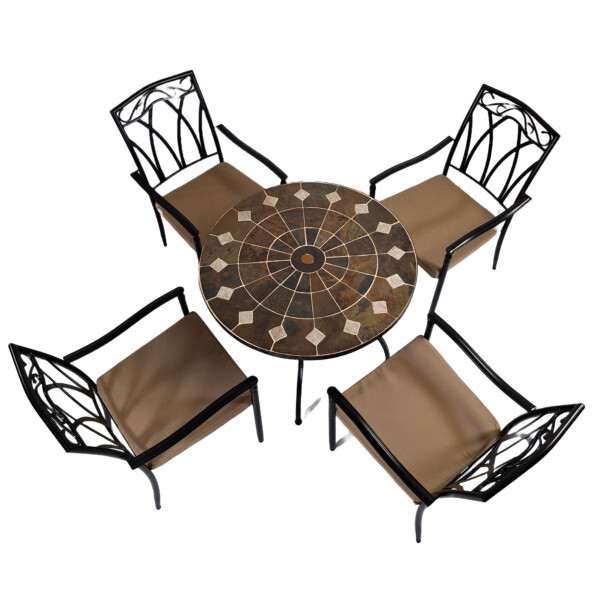 Europa Leisure GRANADA 91cm Patio Table With 4 ASCOT Chairs Set
