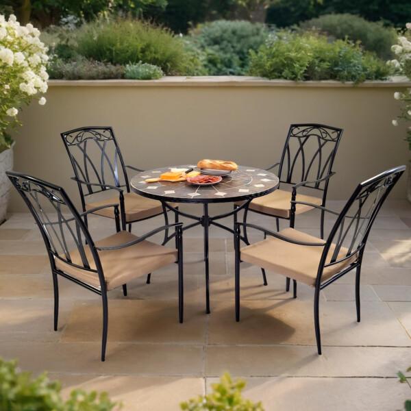 europa leisure GRANADA 91cm Patio Table with 4 ASCOT Chairs Set