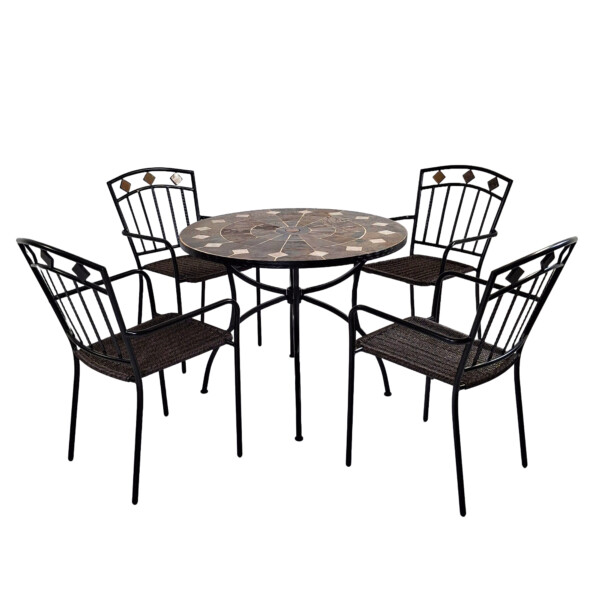 Europa Leisure GRANADA 91cm Patio Table With 4 MALAGA Chair Set