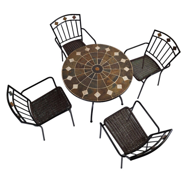 Europa Leisure GRANADA 91cm Patio Table With 4 MALAGA Chair Set