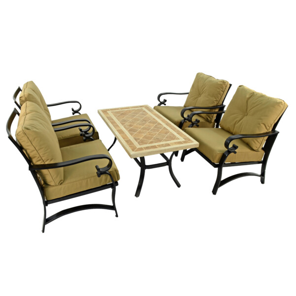 Europa Leisure HAMPTON 120x66cm COFFEE Table With 4 WINDSOR DELUXE LOUNGE Chair Set