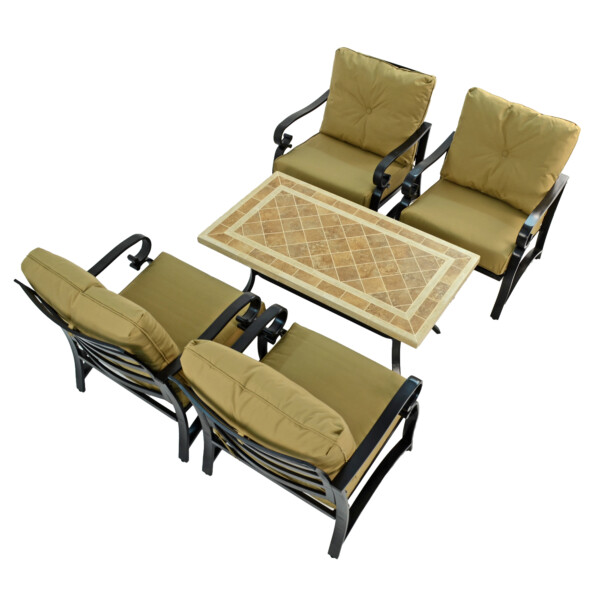 Europa Leisure HAMPTON 120x66cm COFFEE Table With 4 WINDSOR DELUXE LOUNGE Chair Set