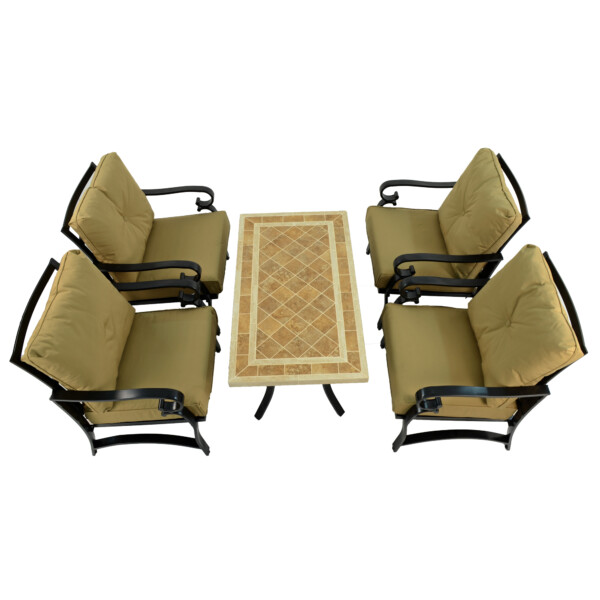 Europa Leisure HAMPTON 120x66cm COFFEE Table With 4 WINDSOR DELUXE LOUNGE Chair Set
