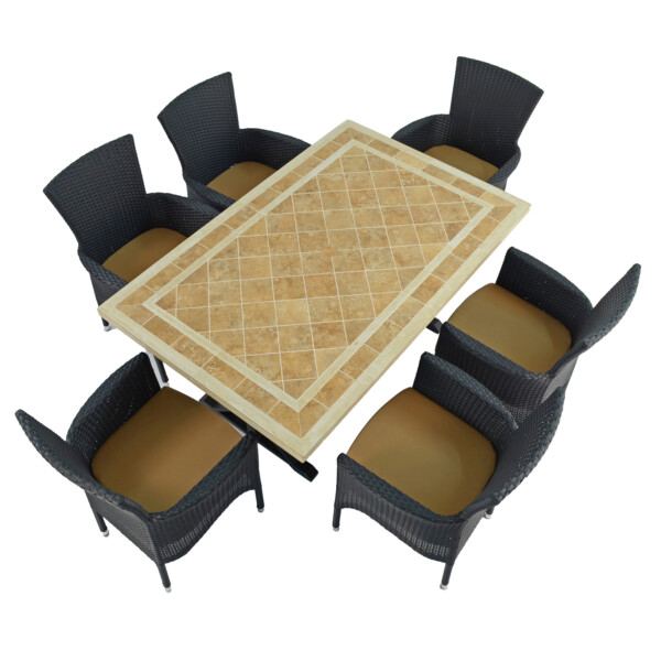 Europa Leisure HAMPTON Dining Table With 6 STOCKHOLM Black Chairs Set