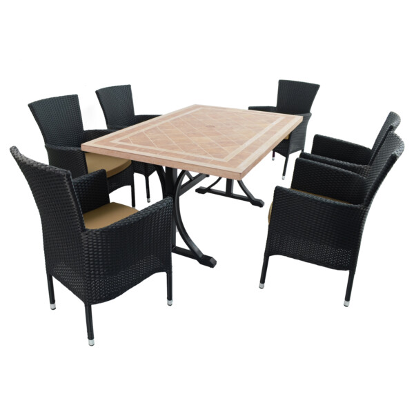 Europa Leisure HAMPTON Dining Table With 6 STOCKHOLM Black Chairs Set