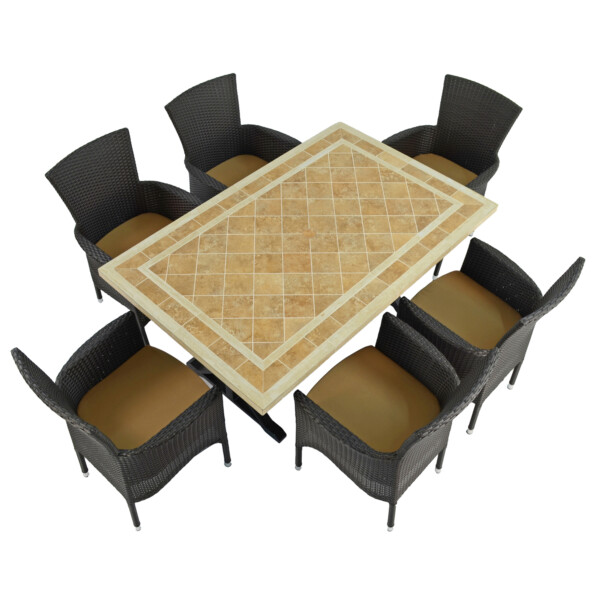 Europa Leisure HAMPTON Dining Table With 6 STOCKHOLM Brown Chairs Set
