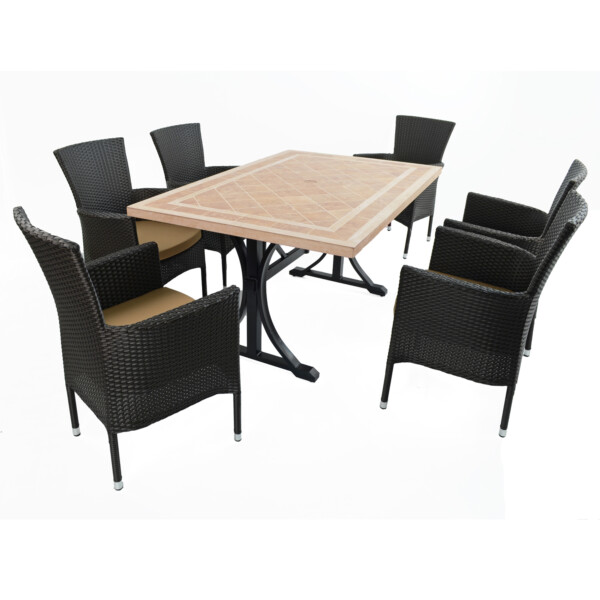 Europa Leisure HAMPTON Dining Table With 6 STOCKHOLM Brown Chairs Set