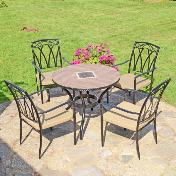 Europa Leisure HASLEMERE 91cm Patio Table With 4 ASCOT Chairs Set