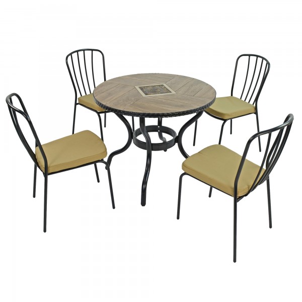 europa leisure HASLEMERE 91cm Patio Table with 4 MILAN Chairs Set