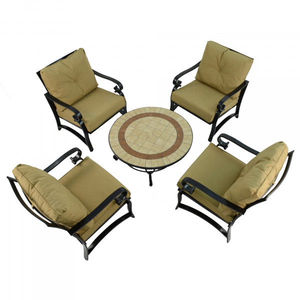 Europa Leisure HENLEY 91cm COFFEE Table With 4 WINDSOR DELUXE LOUNGE Chair Set