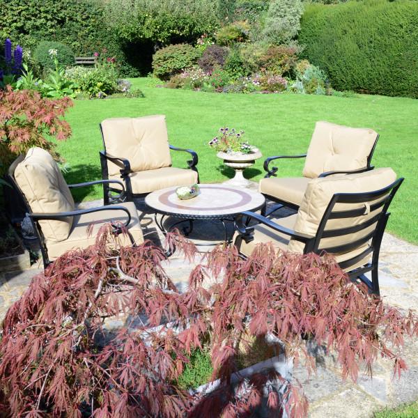 Europa Leisure HENLEY 91cm COFFEE Table With 4 WINDSOR DELUXE LOUNGE Chair Set