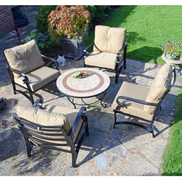 Europa Leisure HENLEY 91cm COFFEE Table With 4 WINDSOR DELUXE LOUNGE Chair Set