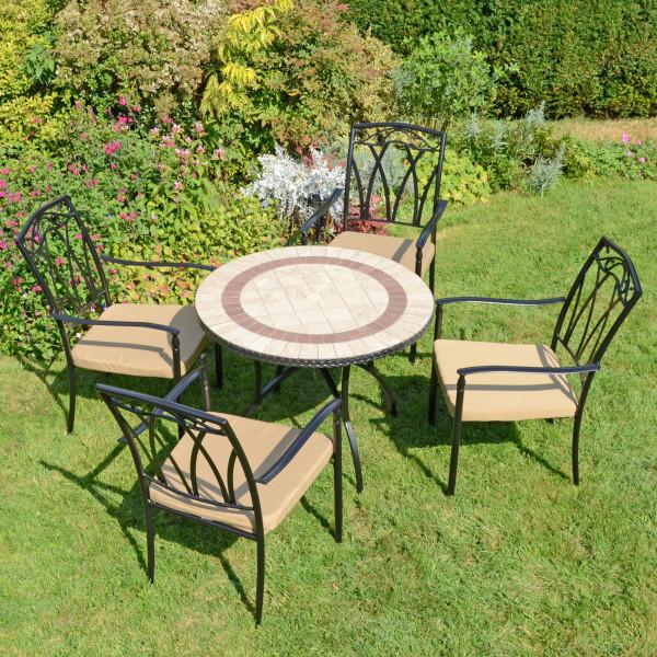 Europa Leisure HENLEY 91cm Patio Table With 4 ASCOT Chairs Set