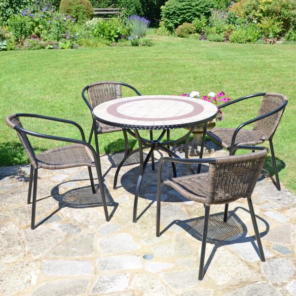 Europa Leisure HENLEY 91cm Patio Table With 4 SAN REMO Chairs Set