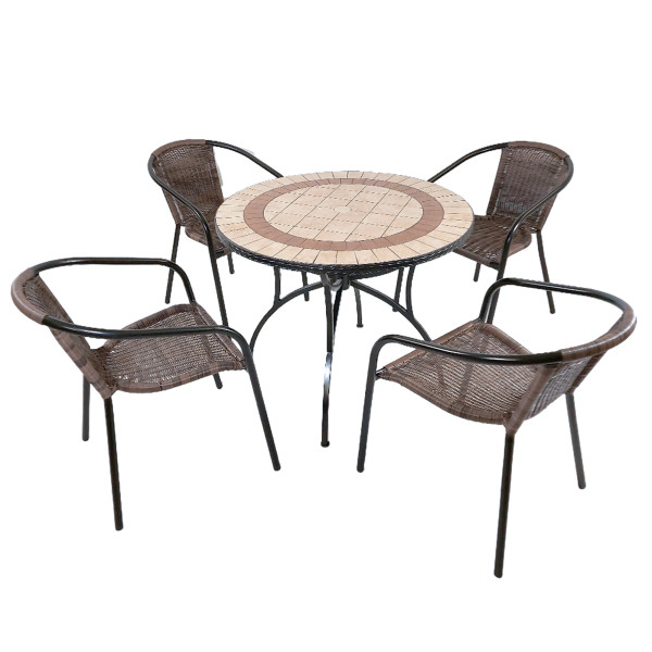 Europa Leisure HENLEY 91cm Patio Table With 4 SAN REMO Chairs Set