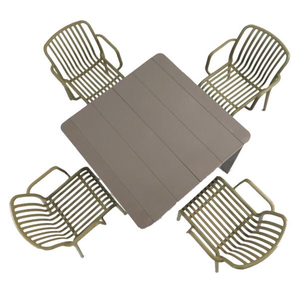 Europa Leisure Henrik 100 Dining Table In Nickel Grey With 4 Alma Armchairs In Avocado - Europa Leisure (UK)