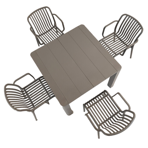 Europa Leisure Henrik 100 Dining Table In Nickel Grey With 4 Alma Armchairs In Nickel Grey - Europa Leisure (UK)
