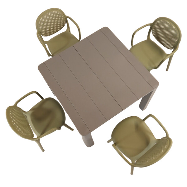 Europa Leisure Henrik 100 Dining Table In Nickel Grey With 4 Stina Armchairs In Avocado - Europa Leisure (UK)
