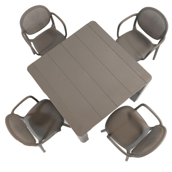 Europa Leisure Henrik 100 Dining Table In Nickel Grey With 4 Stina Armchairs In Nickel Grey - Europa Leisure (UK)