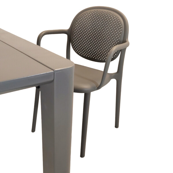 Europa Leisure Henrik 100 Dining Table In Nickel Grey With 4 Stina Armchairs In Nickel Grey - Europa Leisure (UK)