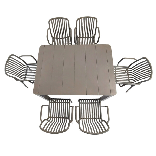 Europa Leisure Henrik 140 Dining Table In Nickel Grey With 6 Alma Armchairs In Nickel Grey - Europa Leisure (UK)