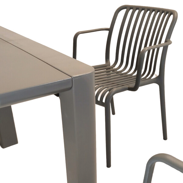Europa Leisure Henrik 140 Dining Table In Nickel Grey With 6 Alma Armchairs In Nickel Grey - Europa Leisure (UK)