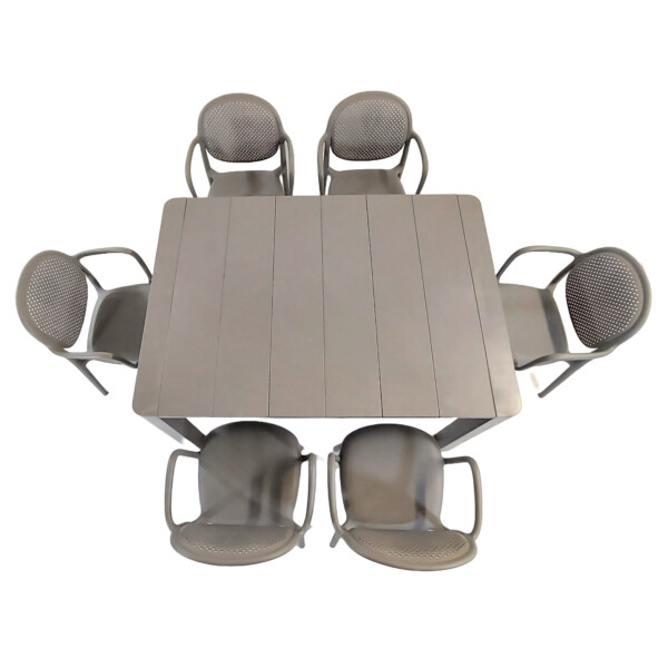 Europa Leisure Henrik 140 Dining Table In Nickel Grey With 6 Stina Armchairs In Nickel Grey - Europa Leisure (UK)