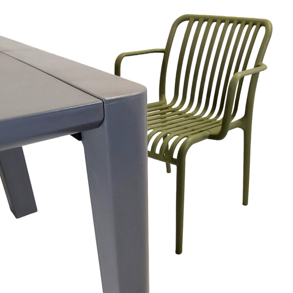 Europa Leisure Henrik 220 Dining Table In Nickel Grey With 8 Alma Armchairs In Avocado - Europa Leisure (UK)