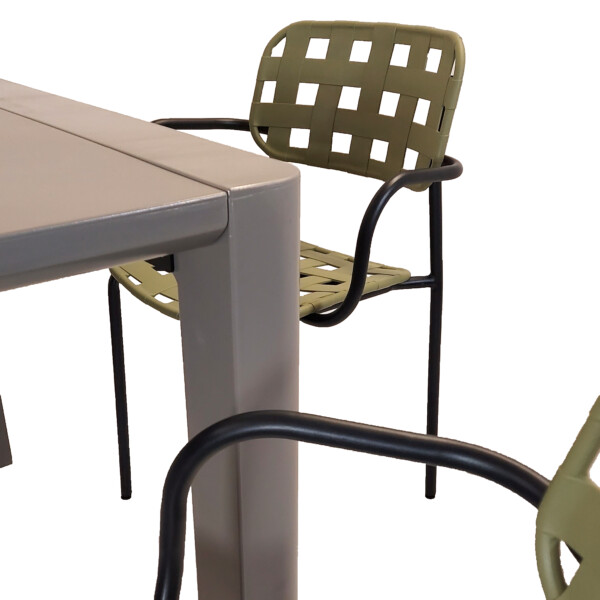 Europa Leisure Henrik 220 Dining Table In Nickel Grey With 8 Karin Armchairs In Avocado & Black - Europa Leisure (UK)