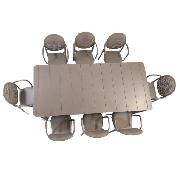 Europa Leisure Henrik 220 Dining Table In Nickel Grey With 8 Stina Armchairs In Nickel Grey - Europa Leisure (UK)