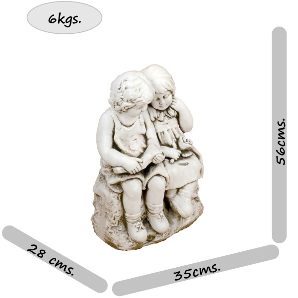 Europa Leisure Jack & Jill Sitting Statue - Stone Effect