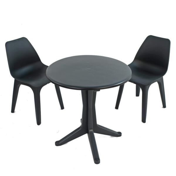 Europa Leisure LEVANTE Bistro Table With 2 EOLO Chairs Anthracite