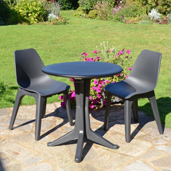 Europa Leisure LEVANTE Bistro Table With 2 EOLO Chairs Anthracite