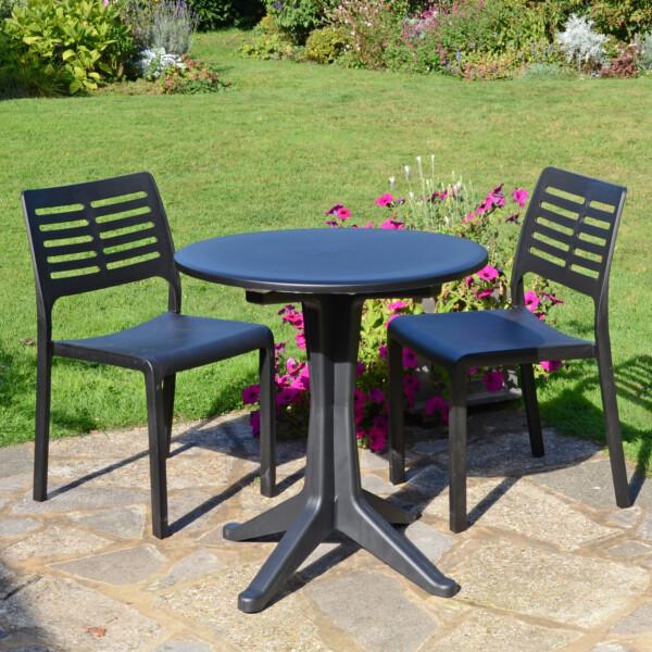 Europa Leisure LEVANTE Bistro Table With 2 MISTRAL Chairs Anthracite