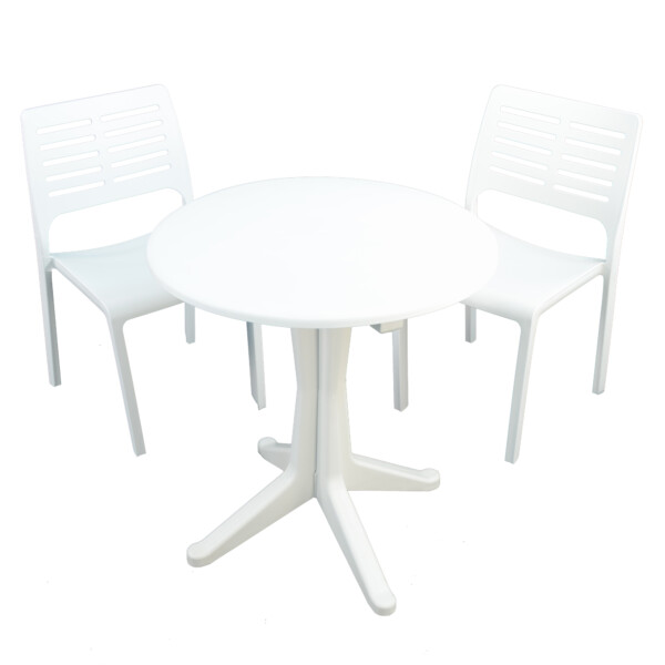 Europa Leisure LEVANTE Bistro Table With 2 MISTRAL Chairs White