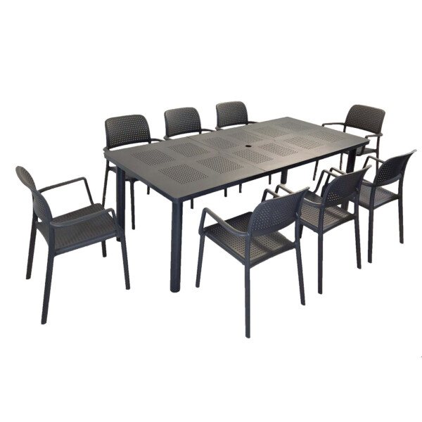 Europa Leisure Libeccio Dining Table With 8 Bora Chair Set Anthracite - Europa Leisure (UK)