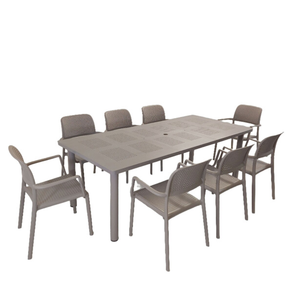europa leisure Libeccio Dining Table with 8 Bora Chair Set Turtle Dove - Europa Leisure (UK)