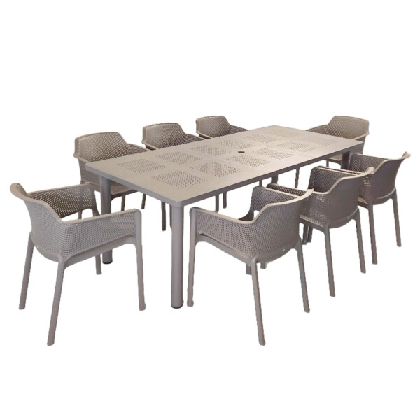 europa leisure Libeccio Dining Table with 8 Net Chair Set Turtle Dove - Europa Leisure (UK)