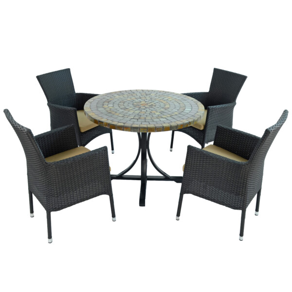 Europa Leisure MONTEREY Dining Table With 4 STOCKHOLM Black Chairs Set