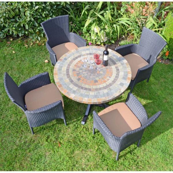 europa leisure MONTEREY Dining Table with 4 STOCKHOLM Black Chairs Set