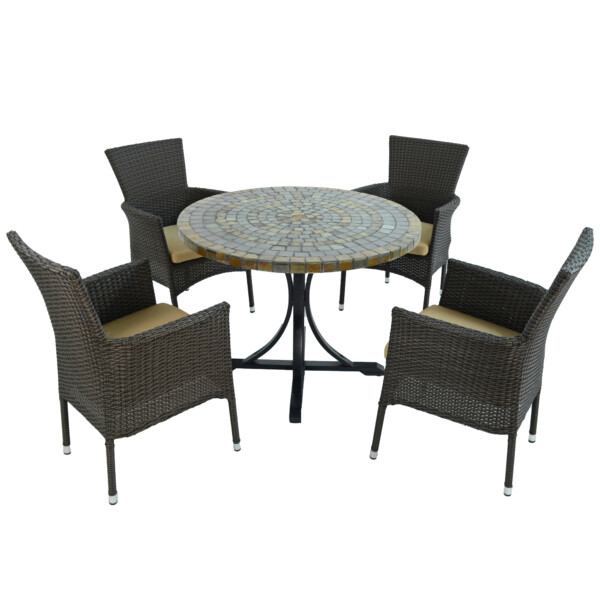 Europa Leisure MONTEREY Dining Table With 4 STOCKHOLM Brown Chairs Set
