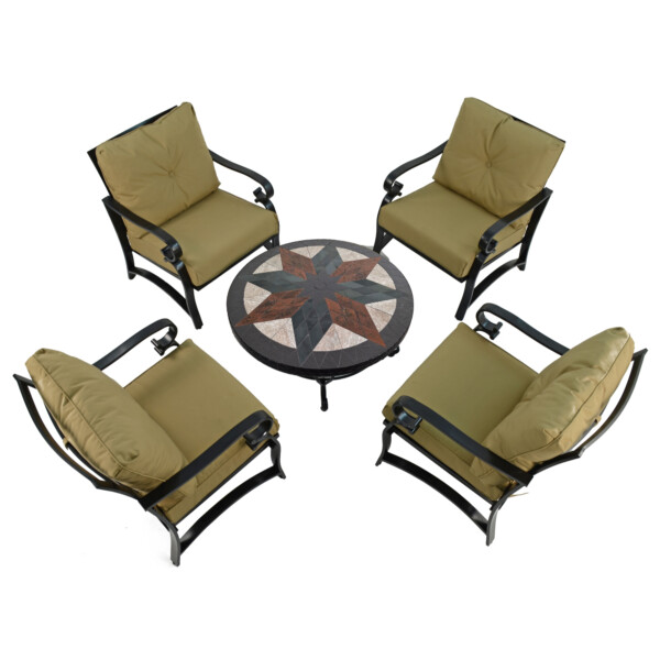 Europa Leisure MONTILLA 91cm COFFEE Table With 4 WINDSOR DELUXE LOUNGE Chair Set