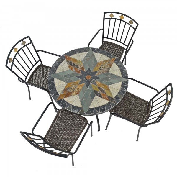 Europa Leisure MONTILLA 91cm Patio Table With 4 MALAGA Chairs Set
